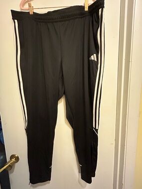 Adidas Women’s Like New Black Sweatpants Joggers with White Side Stripes, Sz 3X